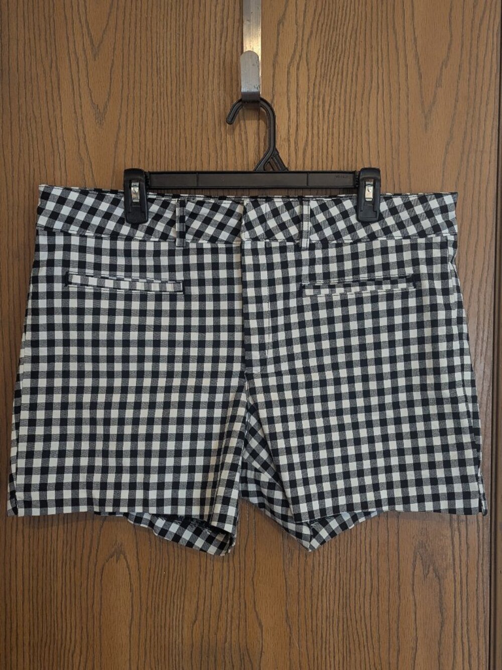 Anthropologie Chino Gingham/Checkered Black & White Zip Shorts w/ Pockets-32